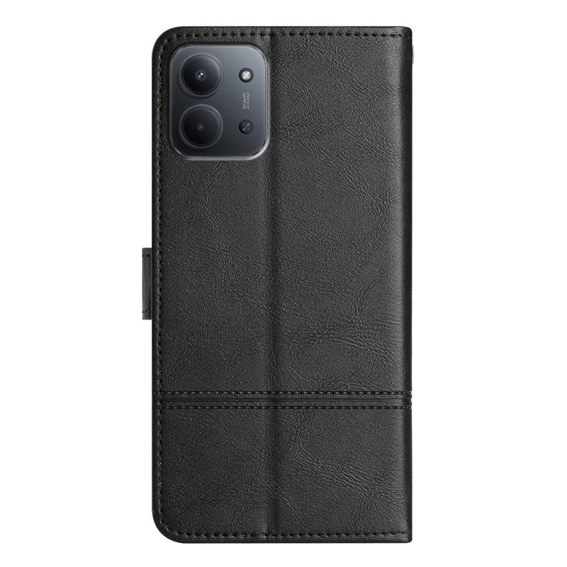 إيروريكس جراب هاتف Redmi 15C 5G / 4G Global 171 مم من جلد البقر المزخرف بخياطة جلدية (أسود) - Image 3