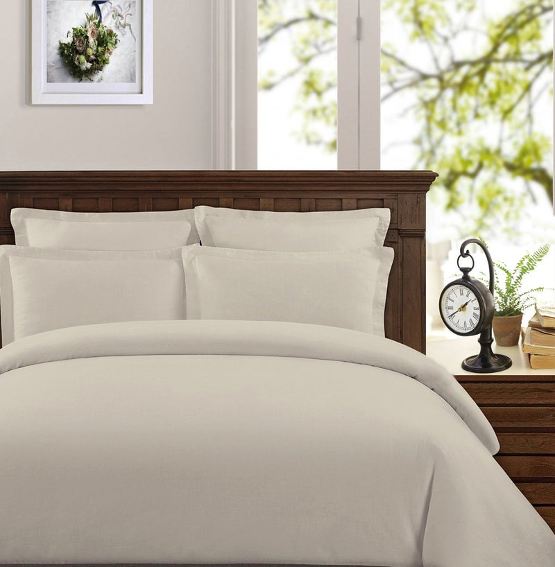 Peru Pima  Duvet Cover Set with 3 Pieces  415 Thread Count Percale  100% Peruvian Pima Cotton  King/Cal King Size  Ivory Solid Color - Image 1