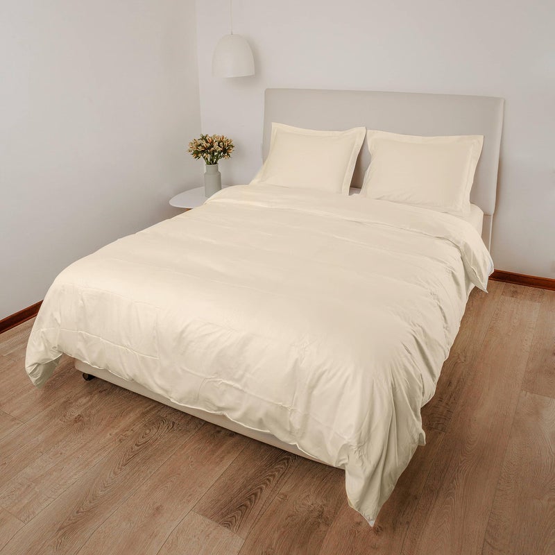 Peru Pima  Duvet Cover Set with 3 Pieces  415 Thread Count Percale  100% Peruvian Pima Cotton  King/Cal King Size  Ivory Solid Color - Image 2