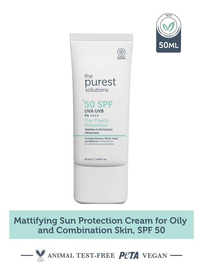 the purest solutions The Purest Solutions Dry-Touch Protection (Mattifier & Oil Control Moisturizer SPF 50+) - Combined with Witch Hazel & Bilberry - Oily Skin Type - Vegan | Cruelty Free | Eco Friendly (1.69 fl. oz)  - Image 2