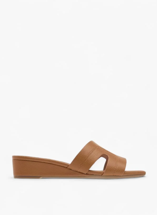 Celeste Womens Solid Slip-On Sandals With Wedge Heels