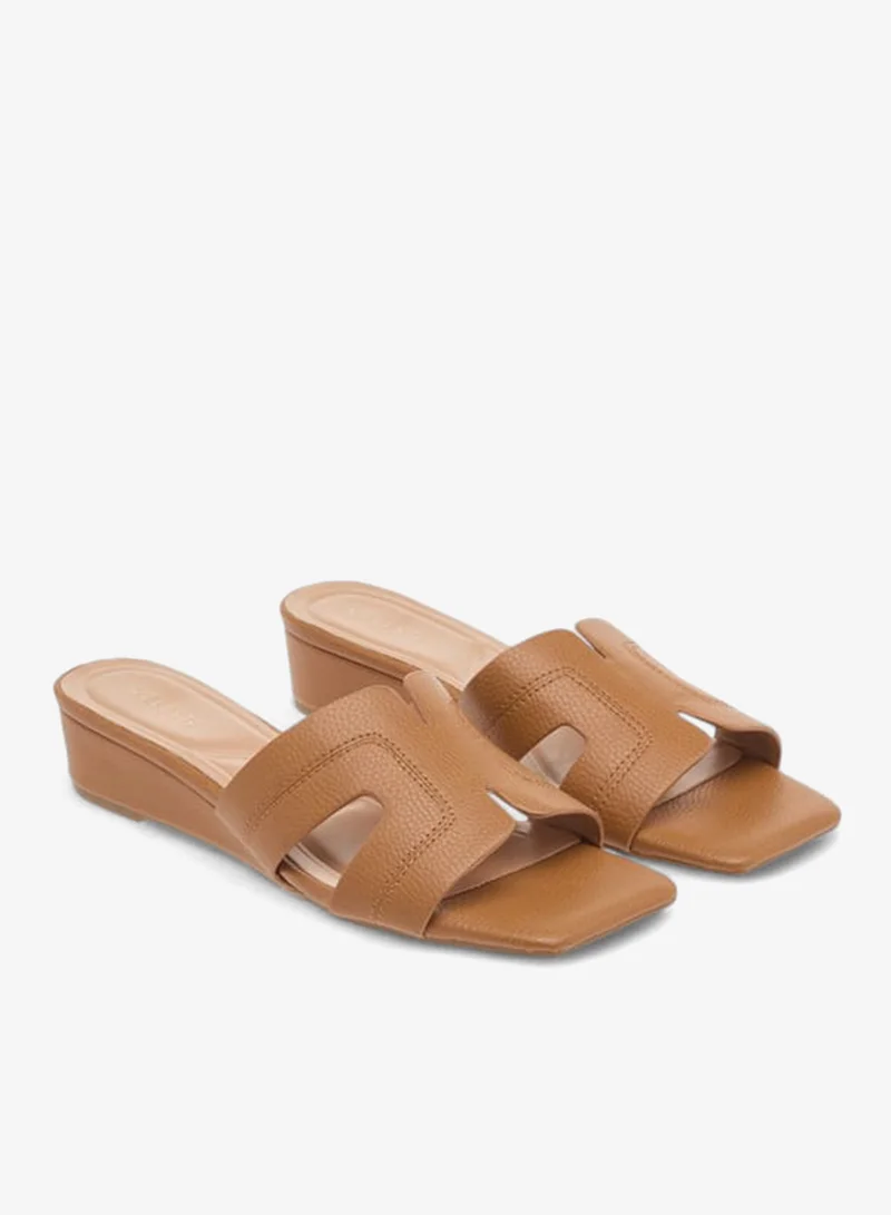 Celeste Womens Solid Slip-On Sandals With Wedge Heels