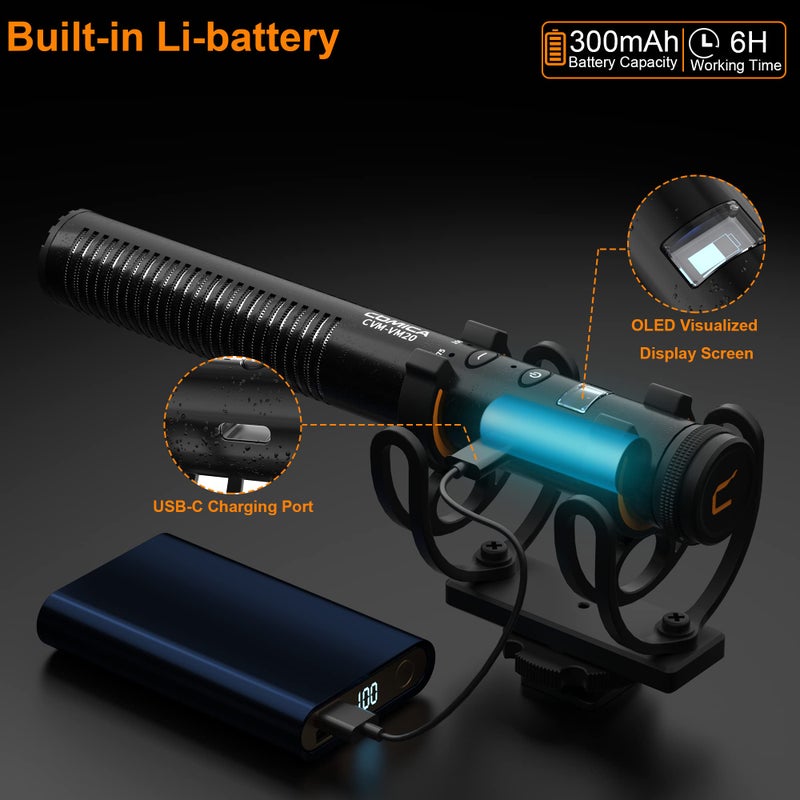 COMICA VM20 Shotgun Microphone, Professional Super Cardioid Video Mic with Shock Mount, Camera Microphone Kit for Smartphone/DSLR Camera/Camcorder, Perfect for Interview, Video Shooting, Vlog - Image 4