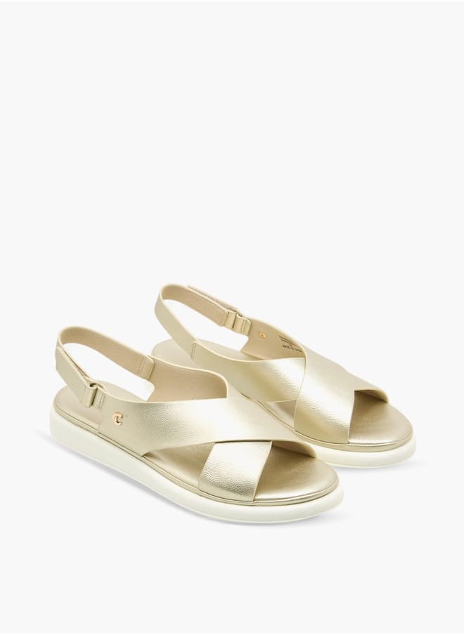 Le Confort Women Textured Cross Strap Sandals with Hook and Loop Closure  - Image 1