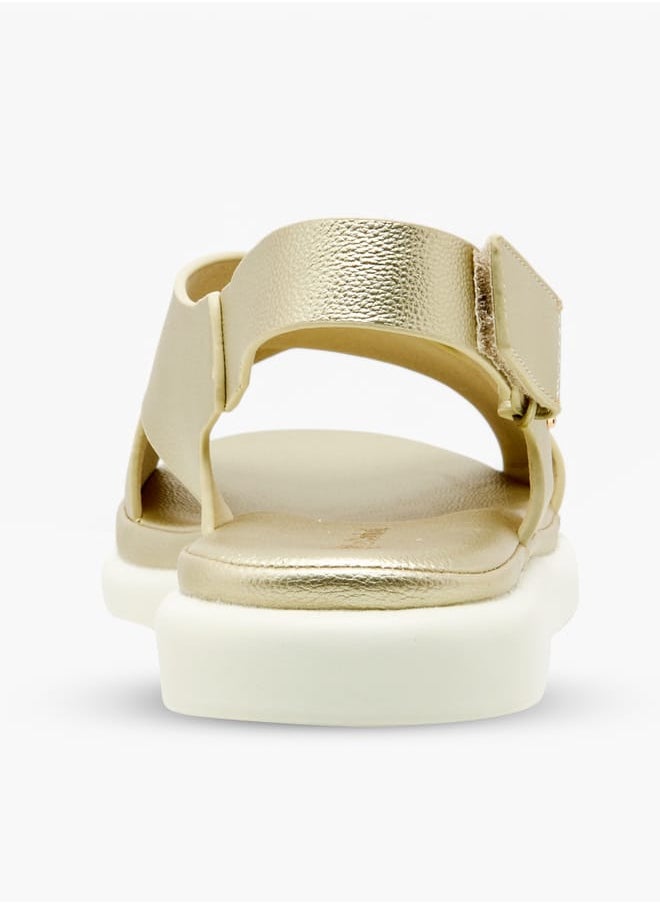 Le Confort Women Textured Cross Strap Sandals with Hook and Loop Closure  - Image 4