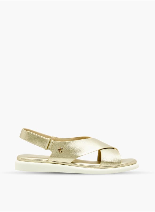 Le Confort Women Textured Cross Strap Sandals with Hook and Loop Closure  - Image 3