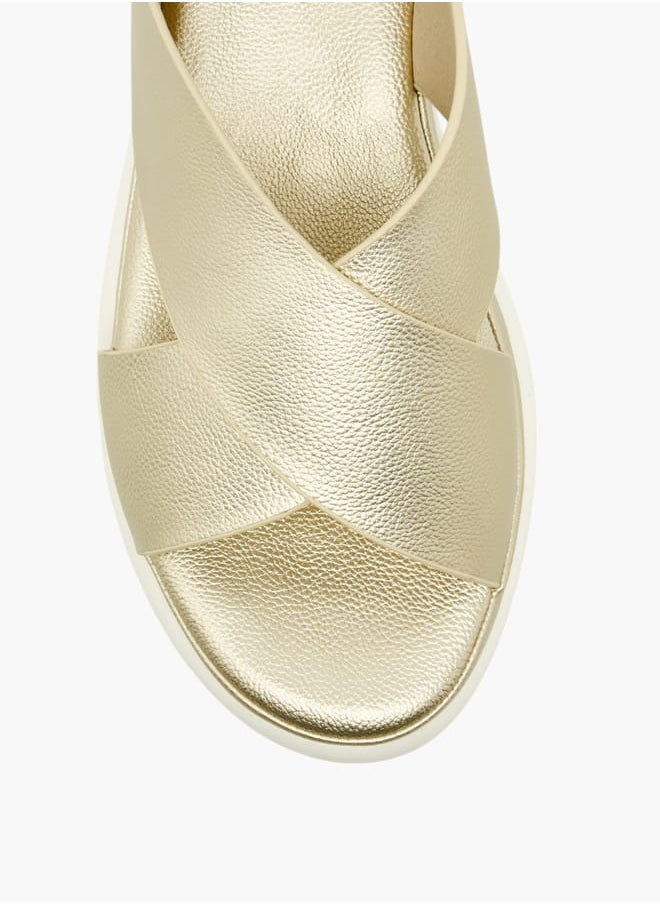 Le Confort Women Textured Cross Strap Sandals with Hook and Loop Closure  - Image 5