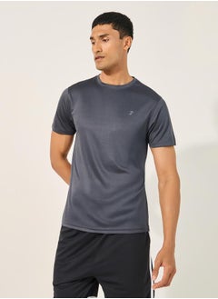 Styli Solid Regular Fit T-Shirt with Logo Detail  - Image 1