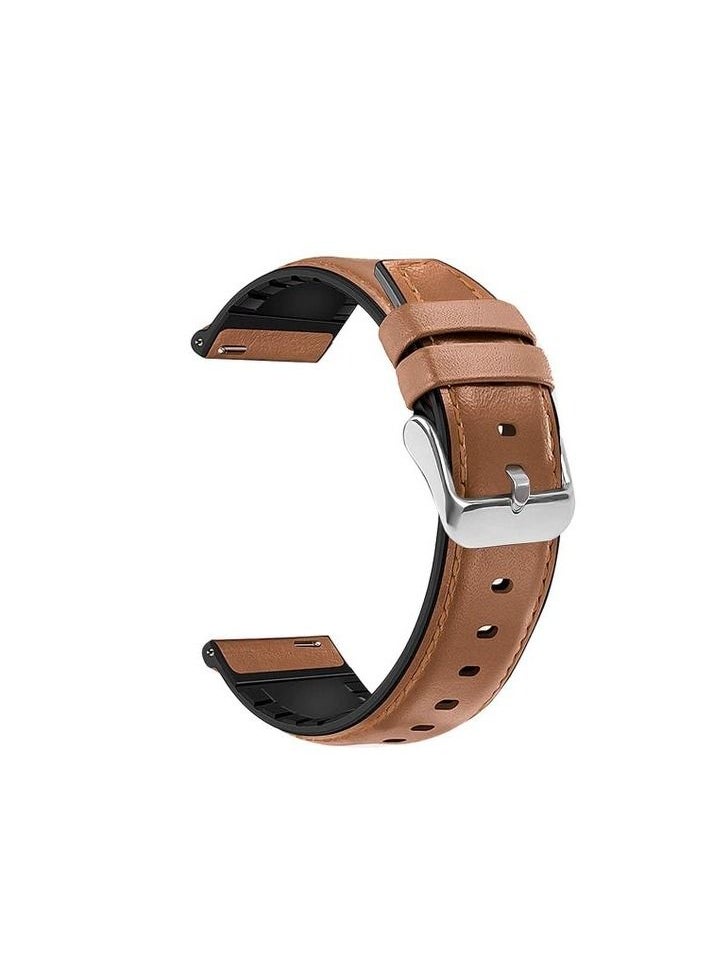 Generic - Leather Replacement Strap 22mm For Oraimo Watch 2 Pro OSW-32- Smart Watch - Camel - Image 1