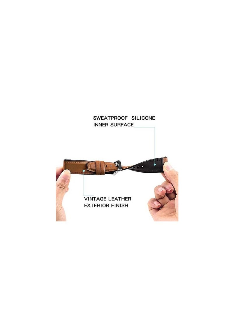 Generic - Leather Replacement Strap 22mm For Oraimo Watch 2 Pro OSW-32- Smart Watch - Camel - Image 1