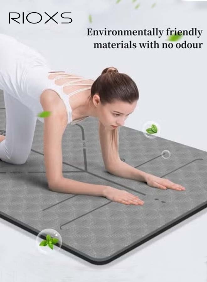 RIOXS Thick Yoga Mat with Carrier Strap, Non-Slip High-density Exercise Mat, Pilates Fitness Mat, Non-toxic Odorless Mat, Easy to Store and Clean, 183*61*0.6cm - Image 4