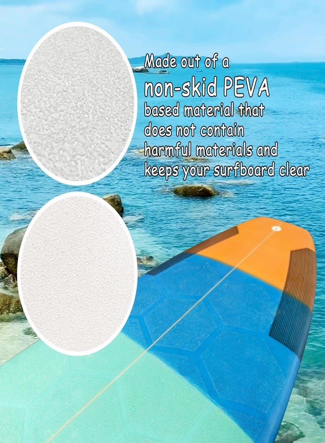 Lonnngg Hexagonal Clear Surf Traction Pad Semi Clear Deck Pad for Surfboard (White-B) - Image 3