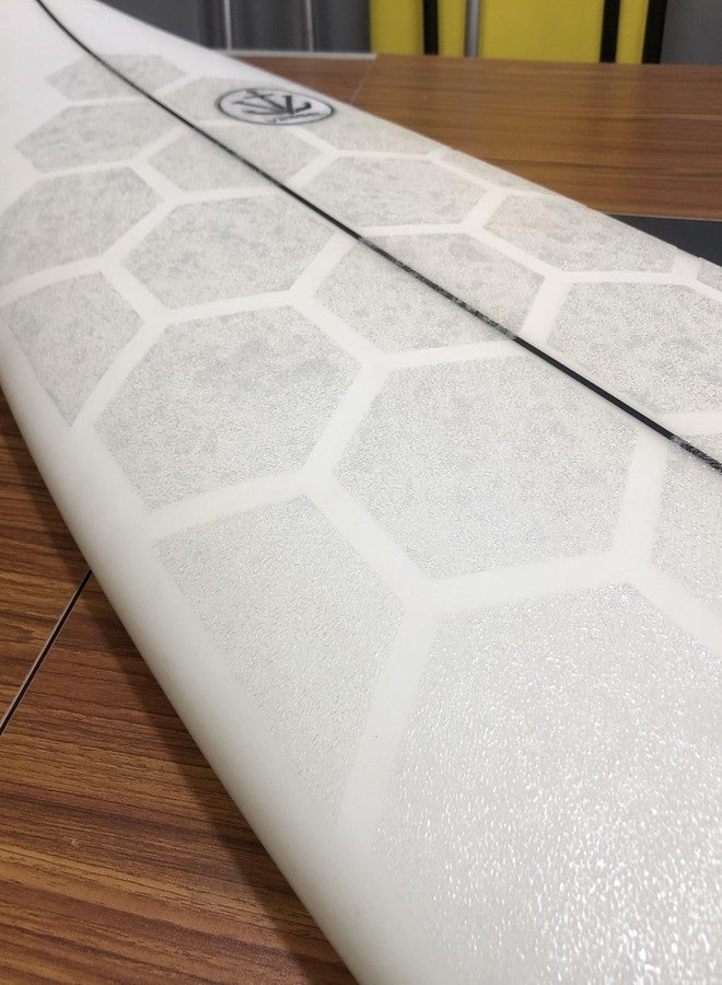 Lonnngg Hexagonal Clear Surf Traction Pad Semi Clear Deck Pad for Surfboard (White-B) - Image 5