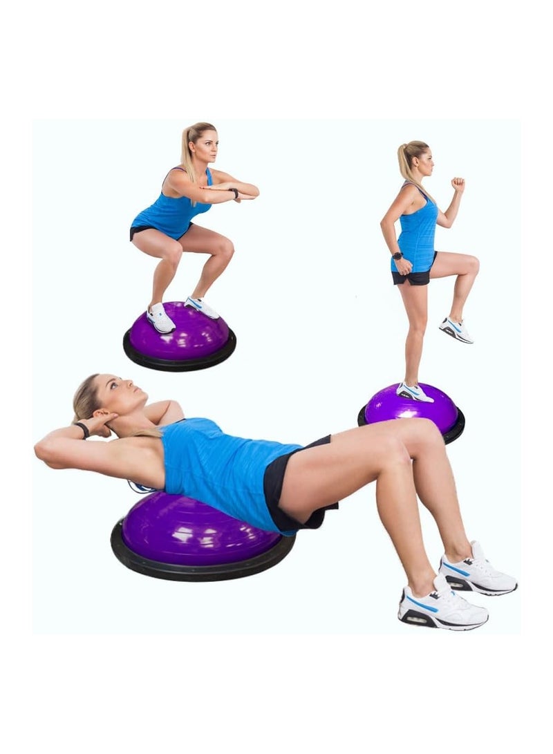 Rock Pow Balance Trainer Half Yoga Exercise Ball with Resistance Bands and Foot Pump for Home Gym Workout  - Image 2