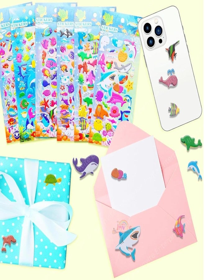Funspark Sea World 10 Sheet 3D Puffy Sticker Set – Ocean Animals Self-Adhesive Waterproof Stickers with Fish, Whale, Dolphin & Shark for Kids Scrapbook, Diary & DIY Crafts - Image 5