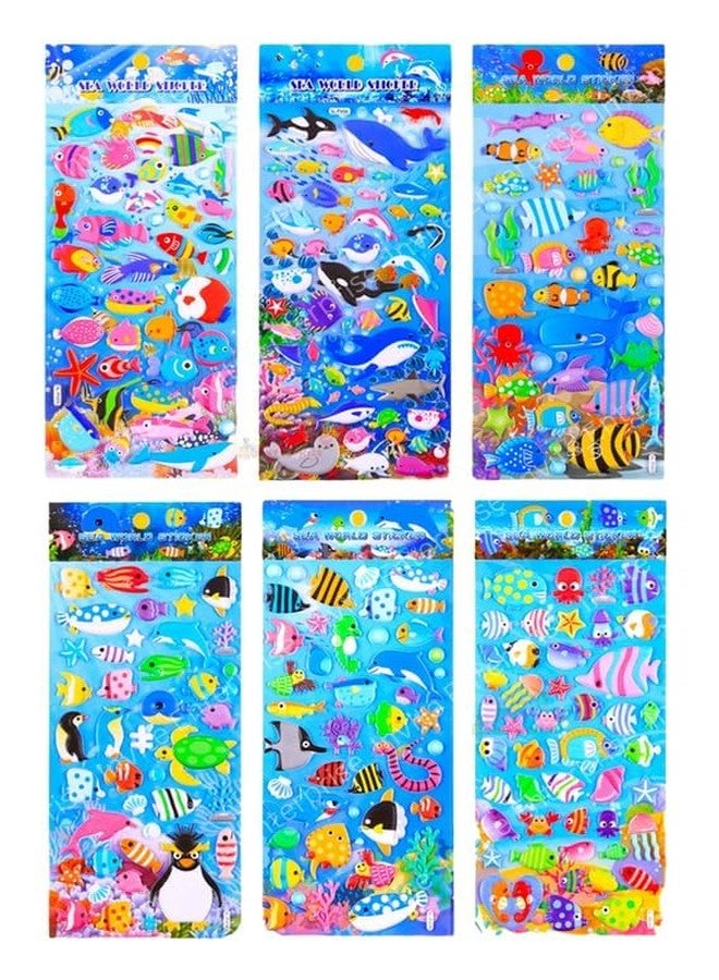 Funspark Sea World 10 Sheet 3D Puffy Sticker Set – Ocean Animals Self-Adhesive Waterproof Stickers with Fish, Whale, Dolphin & Shark for Kids Scrapbook, Diary & DIY Crafts - Image 1