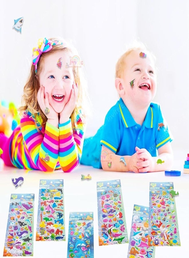 Funspark Sea World 10 Sheet 3D Puffy Sticker Set – Ocean Animals Self-Adhesive Waterproof Stickers with Fish, Whale, Dolphin & Shark for Kids Scrapbook, Diary & DIY Crafts - Image 2