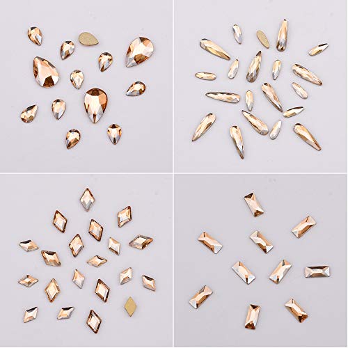 Tisslan 153pcs 3D Nail Diamonds Crystal Golden Shadow Flat Back Gem Stones for Nail Art Decoration 960pcs Mix Loose Round Rhinestones Set Supply - Image 5
