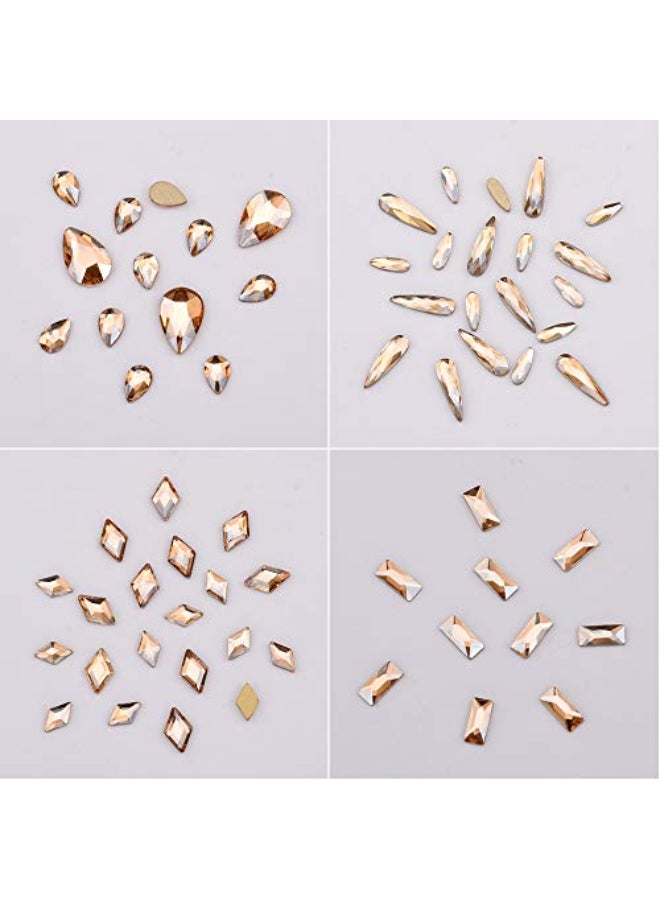 Tisslan 153pcs 3D Nail Diamonds Crystal Golden Shadow Flat Back Gem Stones for Nail Art Decoration 960pcs Mix Loose Round Rhinestones Set Supply - Image 4