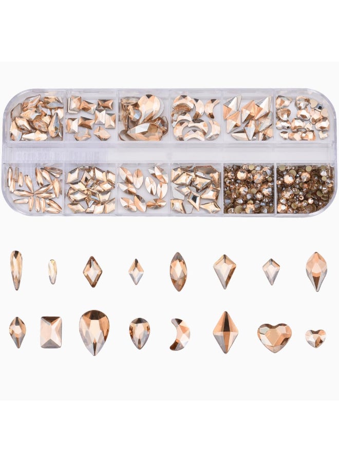 Tisslan 153pcs 3D Nail Diamonds Crystal Golden Shadow Flat Back Gem Stones for Nail Art Decoration 960pcs Mix Loose Round Rhinestones Set Supply - Image 3