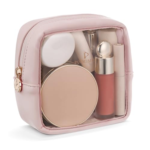 Pocmimut Makeup Bag,Mini Makeup Bag Cute Pouch Purse Organizer Travel Essentials,Clear Makeup Pouch for Car Accessories for Women,Pink - Image 1