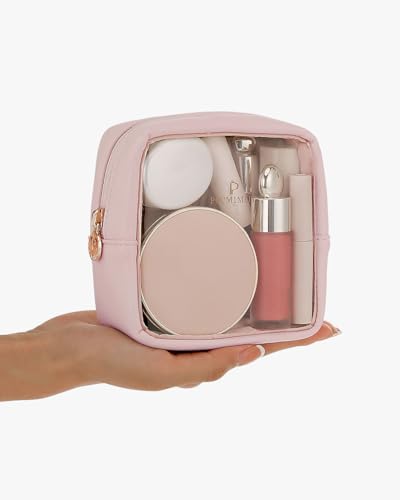 Pocmimut Makeup Bag,Mini Makeup Bag Cute Pouch Purse Organizer Travel Essentials,Clear Makeup Pouch for Car Accessories for Women,Pink - Image 2