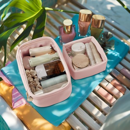 Pocmimut Makeup Bag,Mini Makeup Bag Cute Pouch Purse Organizer Travel Essentials,Clear Makeup Pouch for Car Accessories for Women,Pink - Image 5