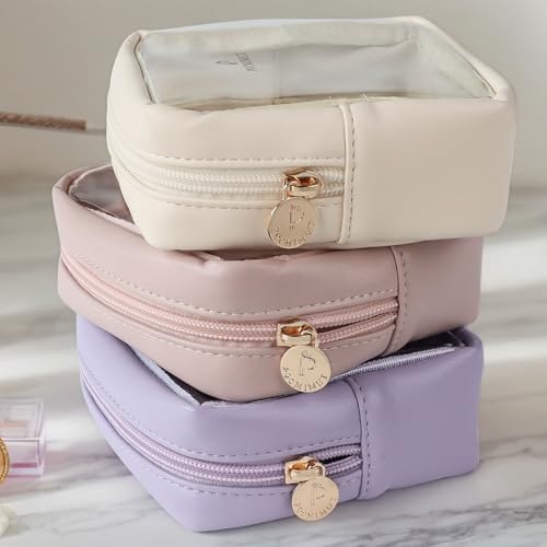 Pocmimut Makeup Bag,Mini Makeup Bag Cute Pouch Purse Organizer Travel Essentials,Clear Makeup Pouch for Car Accessories for Women,Pink - Image 3
