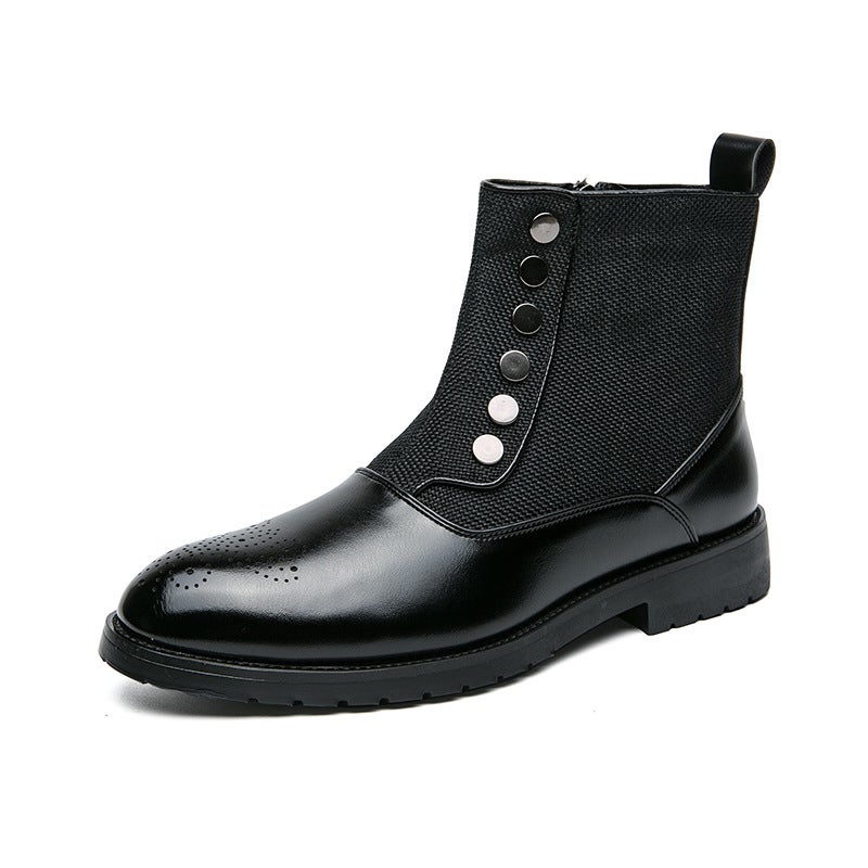 Cross-Border fashion new mens high-top single-breasted Chelsea boots mens British Style personalized brushed Martin boots SX-5989 black