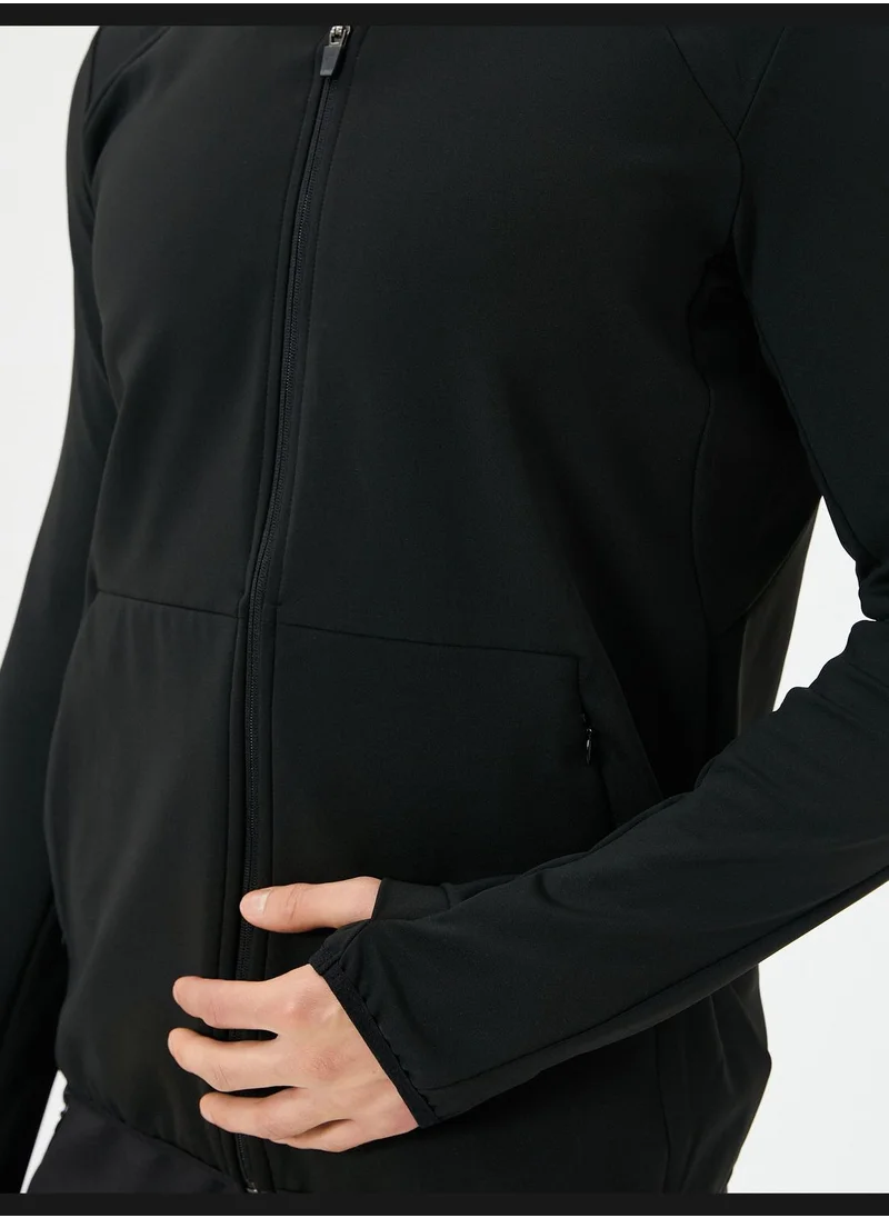 كوتن Zipper Detail Hooded Sport Sweat