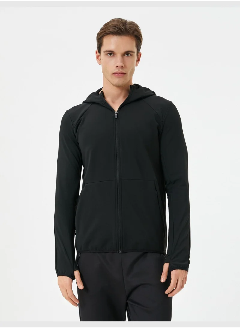 كوتن Zipper Detail Hooded Sport Sweat