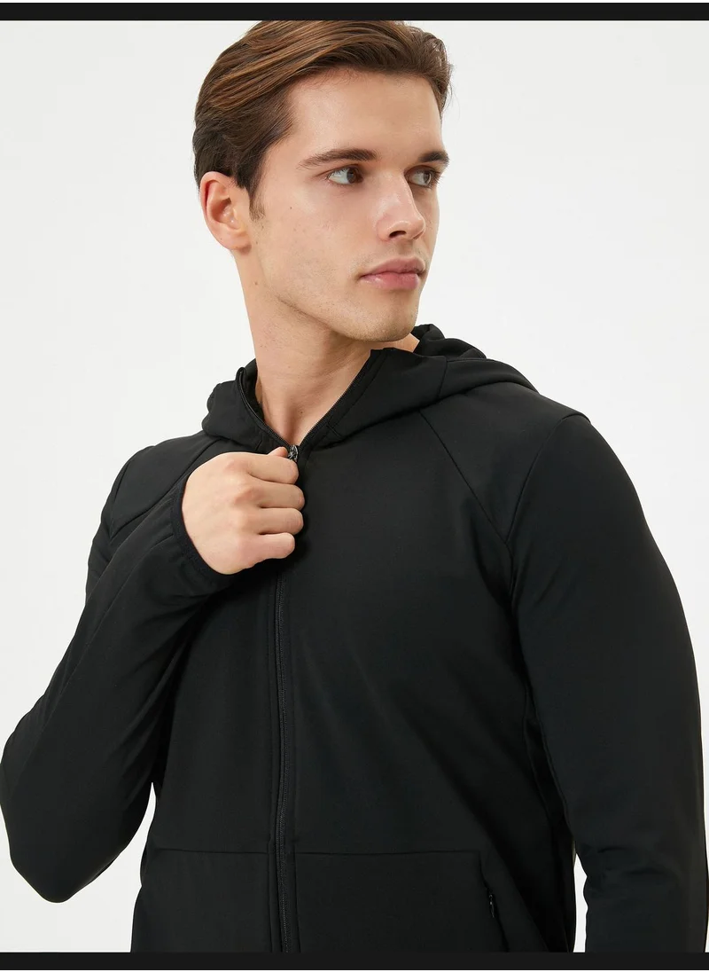 كوتون Zipper Detail Hooded Sport Sweat