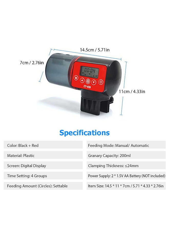 Generic - Digital Aquarium Automatic Fish Feeder Fish Tank Timer Feeder 4 Groups Time Settings Electric Adjustable Fish Food Dispenser Manual/ Automatic Feeding - Image 1
