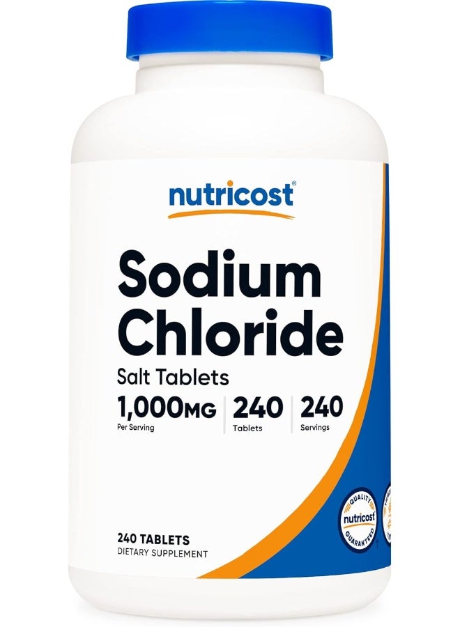 Nutricost كلوريد الصوديوم 1000 ملغ، 240 قرص - أقراص الملح، غير معدلة وراثيًا، خالية من الغلوتين - Image 1