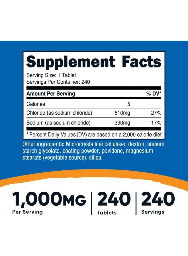 Nutricost كلوريد الصوديوم 1000 ملغ، 240 قرص - أقراص الملح، غير معدلة وراثيًا، خالية من الغلوتين - Image 2