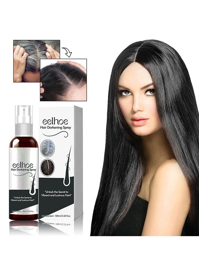 EELHOE - Hair Darkening Spray 100ml - Darkenal Anti Greying Hair Serum, 2% Greyverse, Melanin Synthesis, Naturally Pigmented,Hair black,Thinning And Shiny, No Synthetic Colours - Image 1