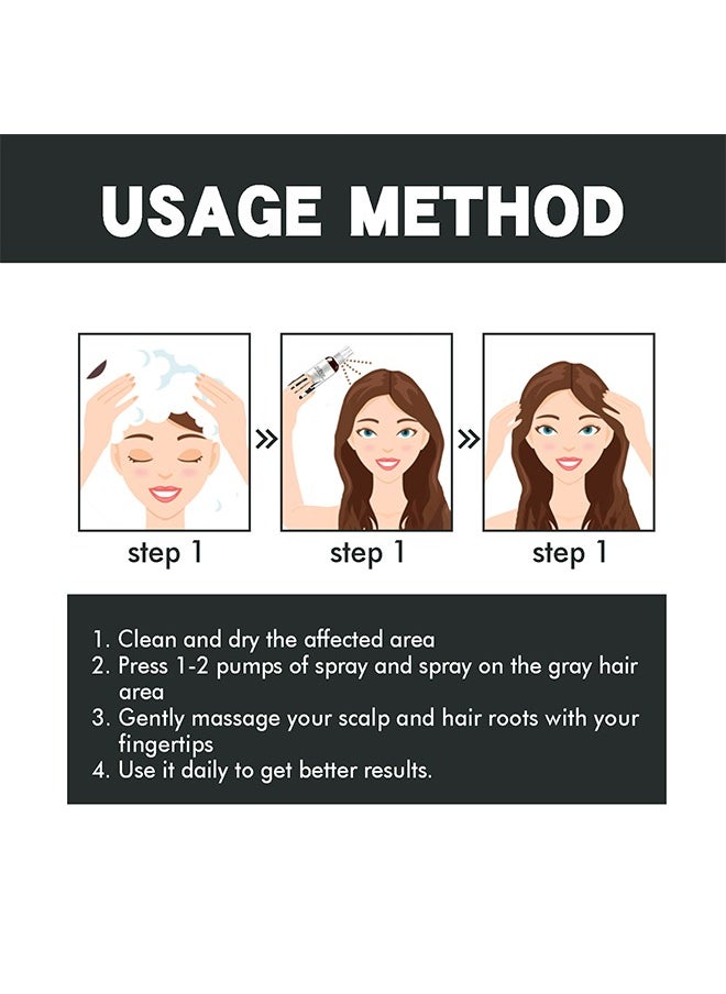 EELHOE - Hair Darkening Spray 100ml - Darkenal Anti Greying Hair Serum, 2% Greyverse, Melanin Synthesis, Naturally Pigmented,Hair black,Thinning And Shiny, No Synthetic Colours - Image 1