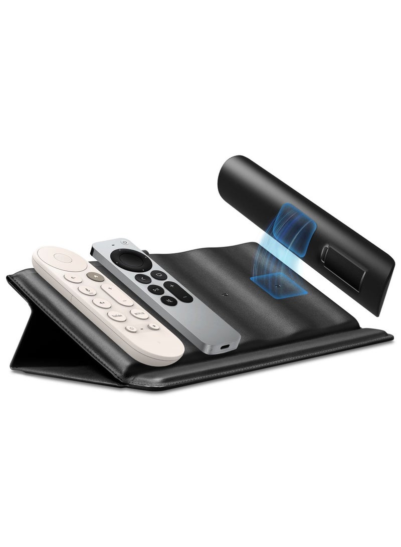 Spigen حامل منظم للتحكم عن بعد العالمي LD401 حاملة مغناطيسية من جلد PU تحمل حتى 4 أجهزة تحكم - أسود