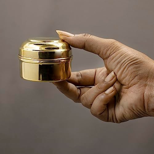 Putrika Tradition Handicrafted Pure Brass Container Box for Prasadham, Tiffen, Lunch, Roli, Dry Fruit | Mandir Gift for Diwali and Return Gifts (Small) - Image 2