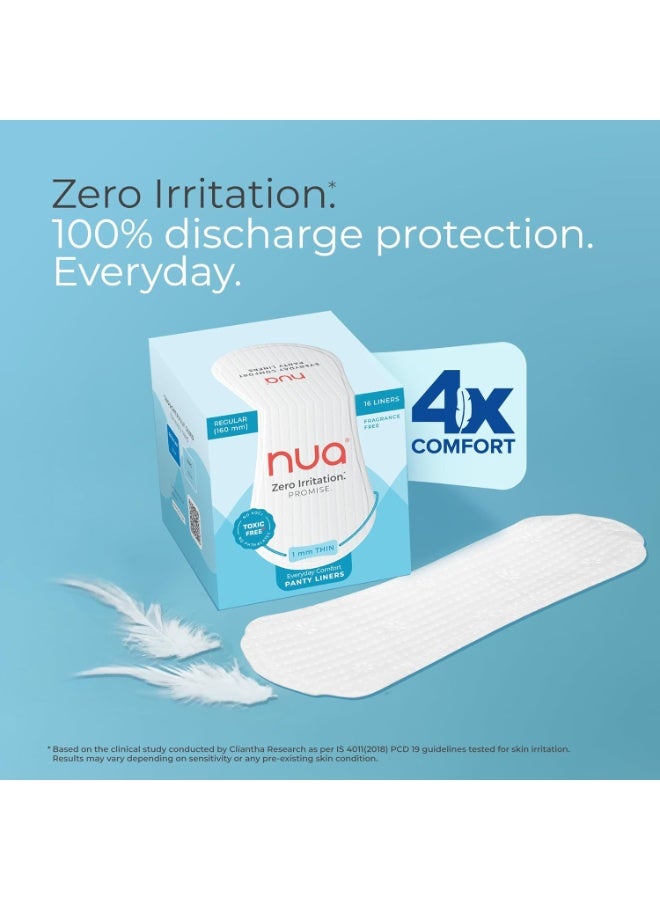 Nua Everyday Comfort Panty Liner for Women Daily Use | Pack of 48 liners - 160mm | For White Discharge, Spotting & Non Period Leakages | Individually Wrapped | Zero Irritation | Super-thin | Stays in Place | Instant Absorption | Softest Top sheet | 100% - Image 2