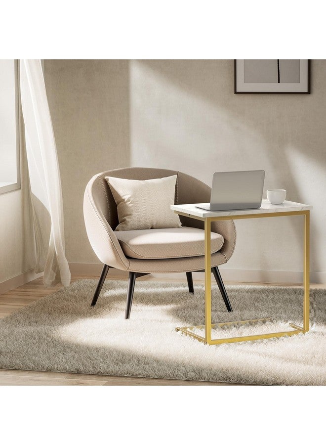Pipishell Pipishell C Shaped End Table 27 inches High, Side Table for Couch Slide Under, C Table Sofa Side End Table for Living Room  - Image 4