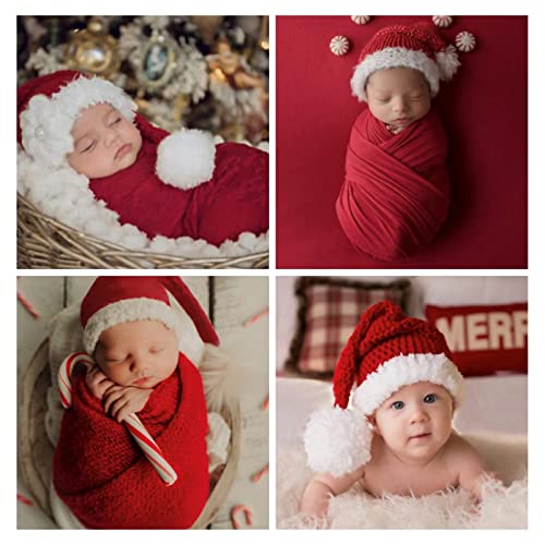 ForBaysy Christmas Newborn Photography Props Swaddle Wraps with Santa Hats for Baby Boys Girls Photo Props Shoot - Image 4
