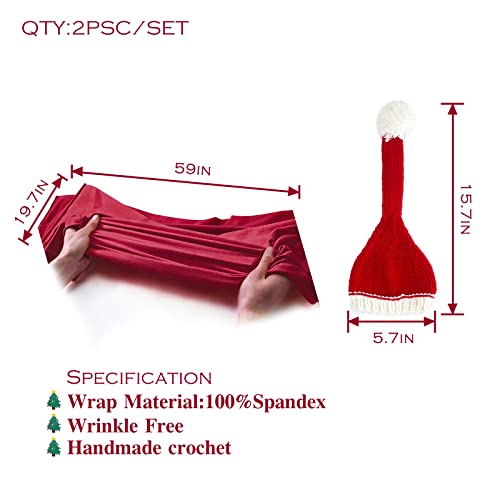 ForBaysy Christmas Newborn Photography Props Swaddle Wraps with Santa Hats for Baby Boys Girls Photo Props Shoot - Image 2