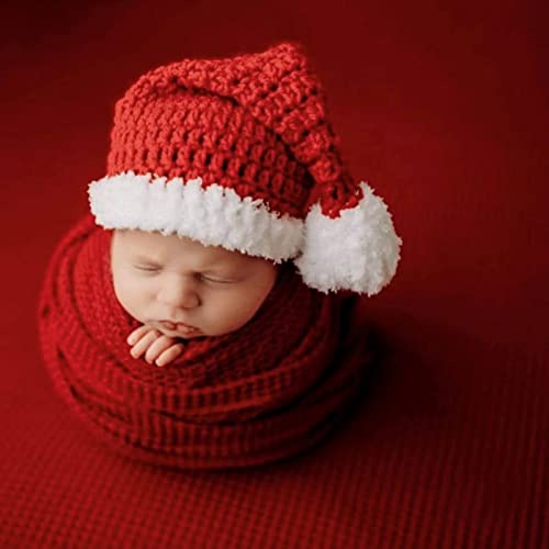 ForBaysy Christmas Newborn Photography Props Swaddle Wraps with Santa Hats for Baby Boys Girls Photo Props Shoot - Image 3