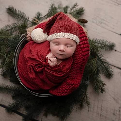 ForBaysy Christmas Newborn Photography Props Swaddle Wraps with Santa Hats for Baby Boys Girls Photo Props Shoot - Image 5