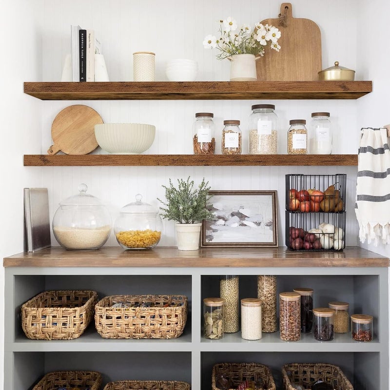 QEEIG Floating Shelves for Wall 47.2" Extra Long - Wall Shelf Bathroom Kitchen Living Room Bedroom Farmhouse Home Decor Display Bookshelf Large 47.2 x 9.3 inch Set of 2, Rustic Brown (008-120BN) - Image 2