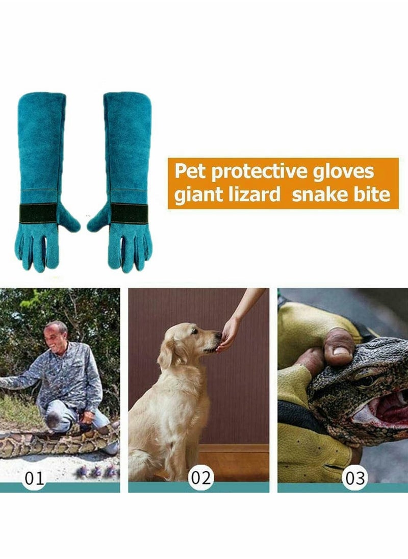SYOSI Animal Handling Glove Anti Scratch Protective Gloves for Training Dogs Cat Bird Snake Parrot Lizard Wild Animals Reptiles Bite Resistant Gloves (Blue)  - Image 5