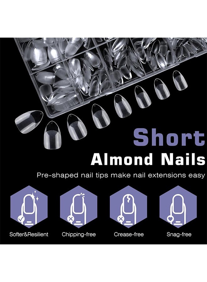 Lemon 600pcs Short Almond Nail Tips Fake Nails Press on Nails Clear Nail Tip Full Cover False Nails Artificial Fingernail, 12 Size Soft Gel Nail Tips for Acrylic Nails Gel Nail Extentions - Image 2