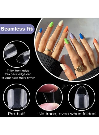 600pcs Short Almond Nail Tips Fake Nails Press on Nails Clear Nail Tip Full Cover False Nails Artificial Fingernail, 12 Size Soft Gel Nail Tips for Acrylic Nails Gel Nail Extentions - view 3