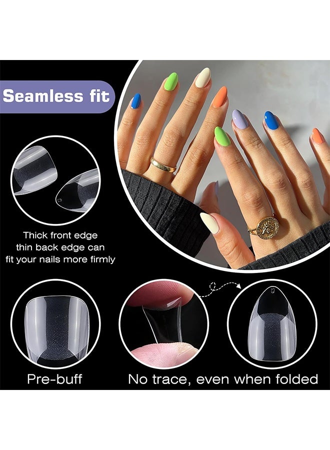 Lemon 600pcs Short Almond Nail Tips Fake Nails Press on Nails Clear Nail Tip Full Cover False Nails Artificial Fingernail, 12 Size Soft Gel Nail Tips for Acrylic Nails Gel Nail Extentions - Image 3